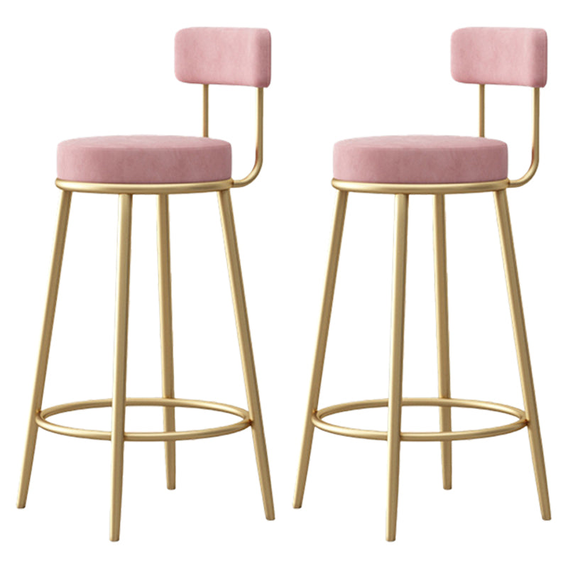 Scandinavian Round Seat Counter Stool Low Back Fabric Bar Stools