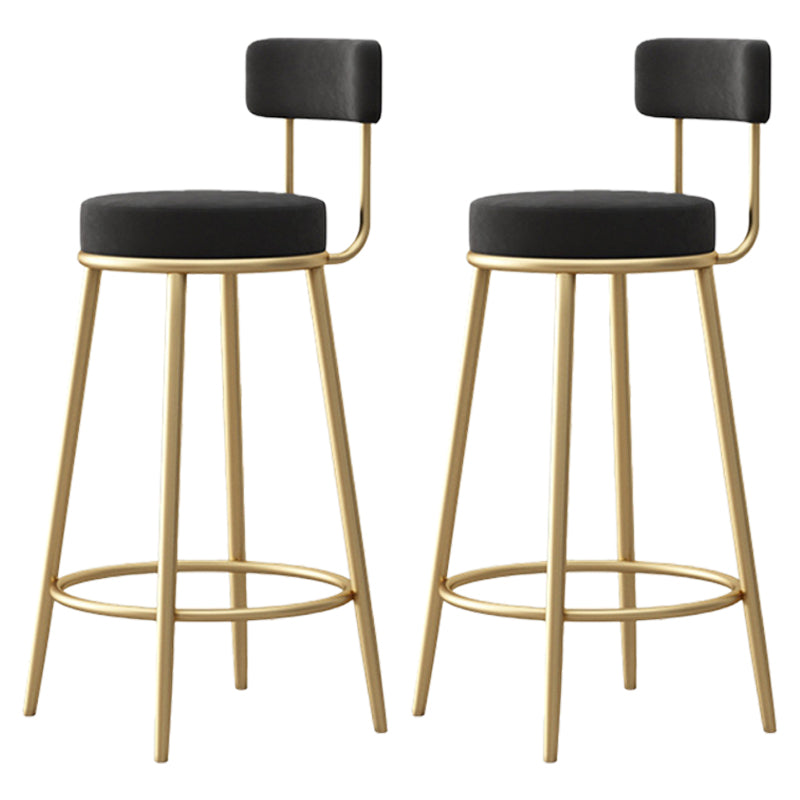 Scandinavian Round Seat Counter Stool Low Back Fabric Bar Stools