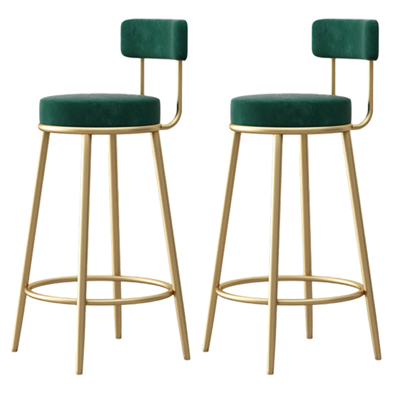 Scandinavian Round Seat Counter Stool Low Back Fabric Bar Stools