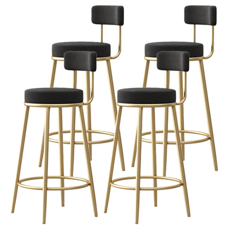 Scandinavian Round Seat Counter Stool Low Back Fabric Bar Stools
