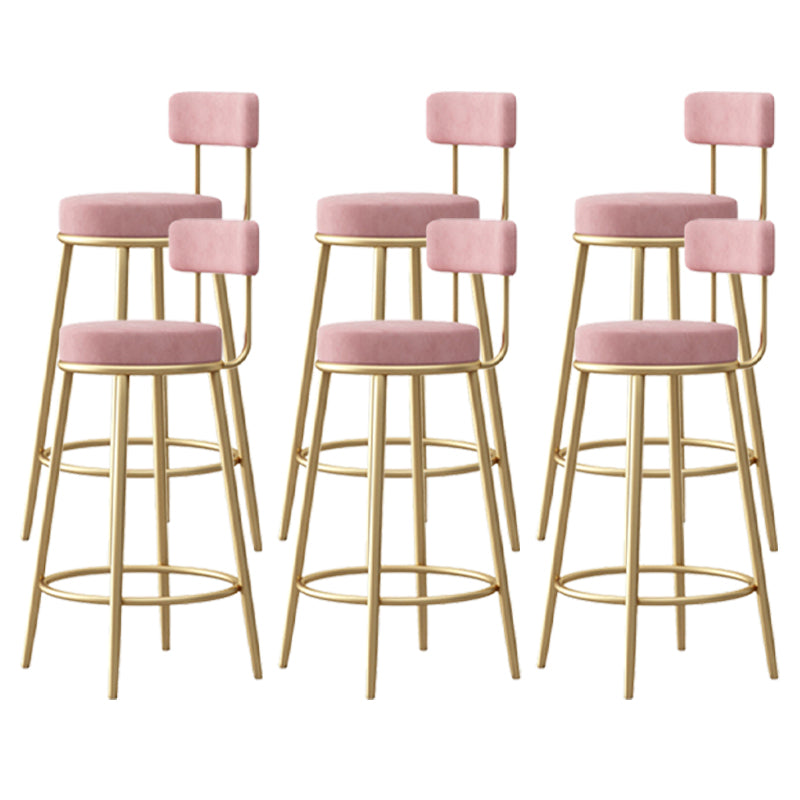 Scandinavian Round Seat Counter Stool Low Back Fabric Bar Stools