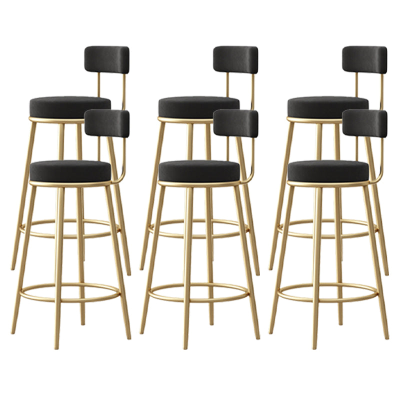 Scandinavian Round Seat Counter Stool Low Back Fabric Bar Stools