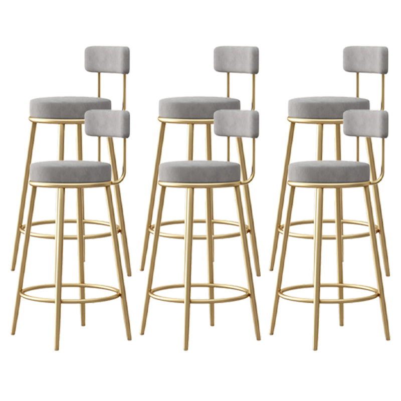Scandinavian Round Seat Counter Stool Low Back Fabric Bar Stools