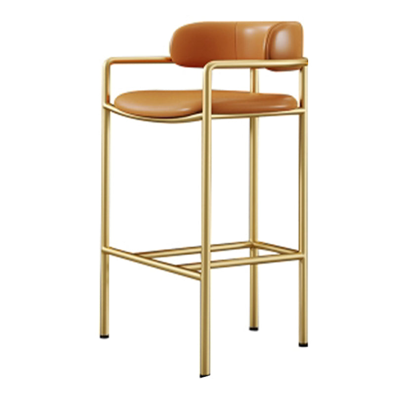 Glam Style Armed Bar Stools Fabric Low Back Barstool for Restaurant