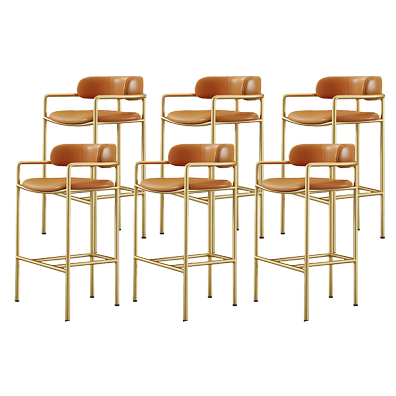 Glam Style Armed Bar Stools Fabric Low Back Barstool for Restaurant