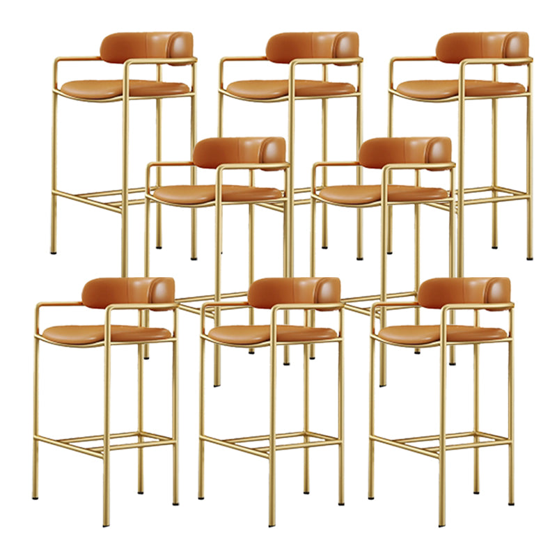 Glam Style Armed Bar Stools Fabric Low Back Barstool for Restaurant