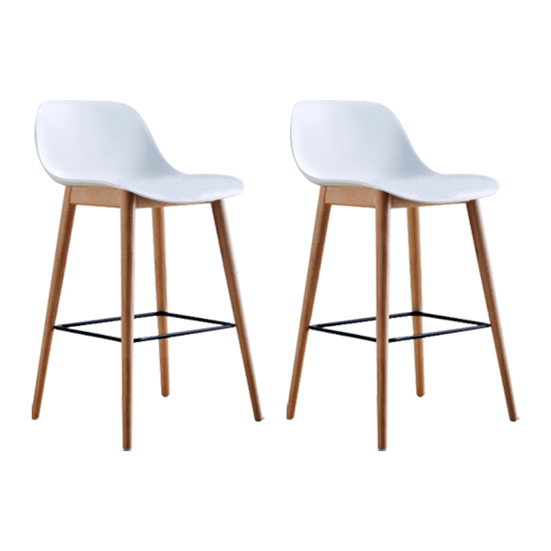 Scandinavian Armless Bar Stools Plastic Low Back Barstool with 4 Beech Legs