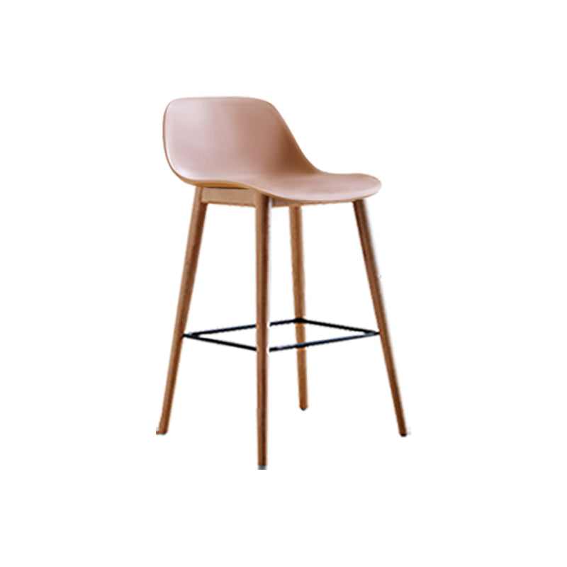 Scandinavian Armless Bar Stools Plastic Low Back Barstool with 4 Beech Legs