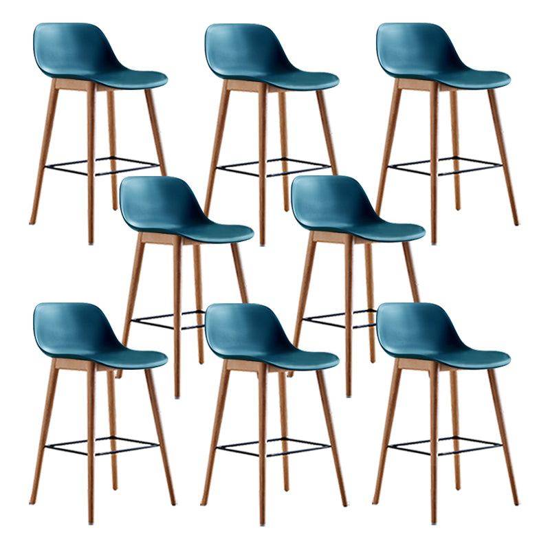 Scandinavian Armless Bar Stools Plastic Low Back Barstool with 4 Beech Legs