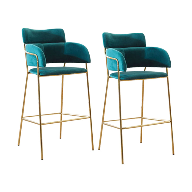 Scandinavian Bucket Seat Bar Stools Fabric Armed Barstool with 4 Gold Legs