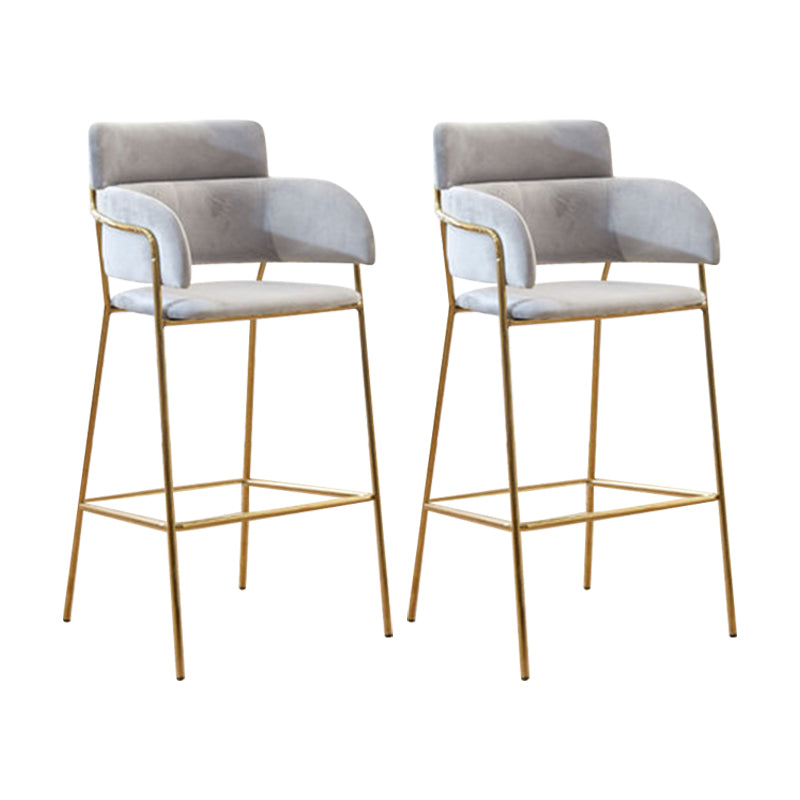 Scandinavian Bucket Seat Bar Stools Fabric Armed Barstool with 4 Gold Legs