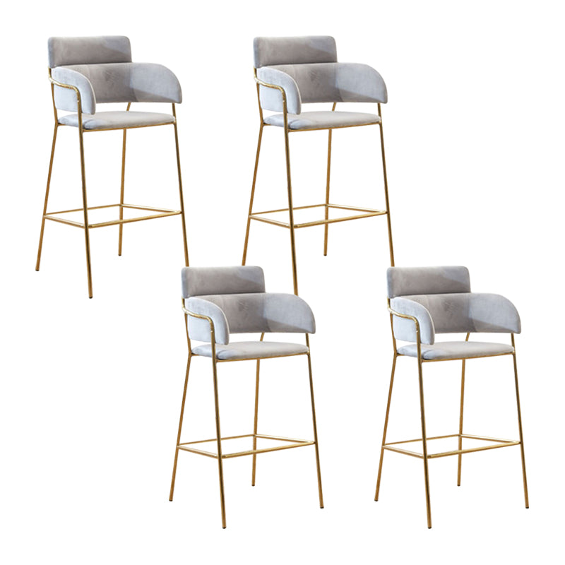 Scandinavian Bucket Seat Bar Stools Fabric Armed Barstool with 4 Gold Legs