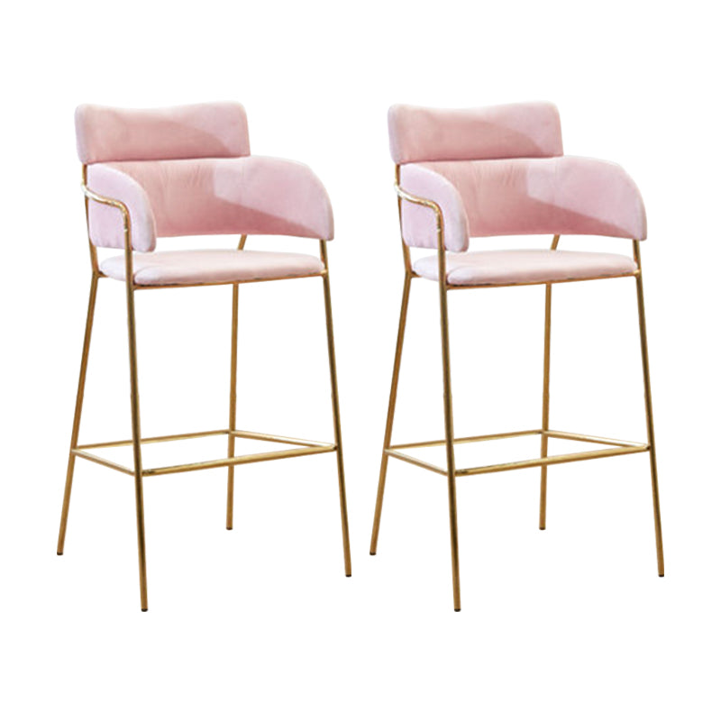 Scandinavian Bucket Seat Bar Stools Fabric Armed Barstool with 4 Gold Legs