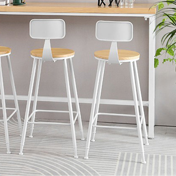 Contemporary Backless Counter Stool Pine Wood Armless Barstool with White Sled Base