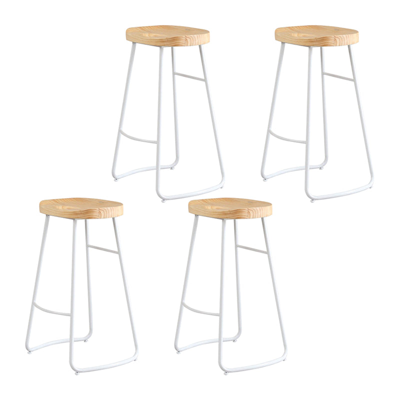 Contemporary Backless Counter Stool Pine Wood Armless Barstool with White Sled Base