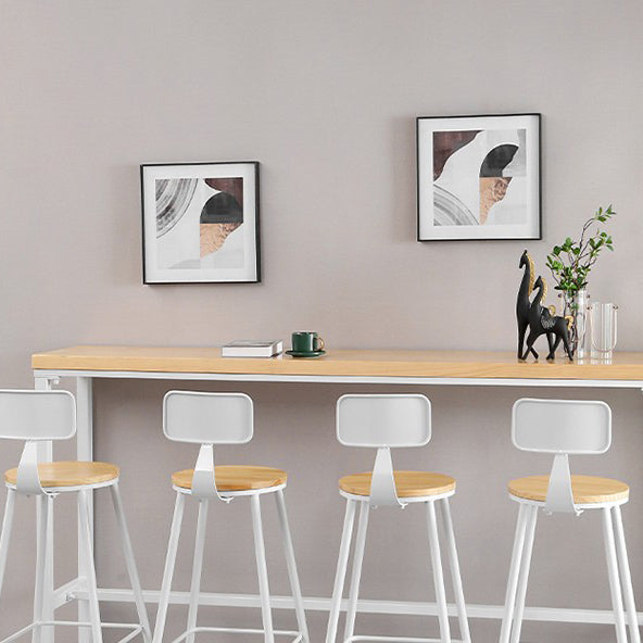 Contemporary Backless Counter Stool Pine Wood Armless Barstool with White Sled Base