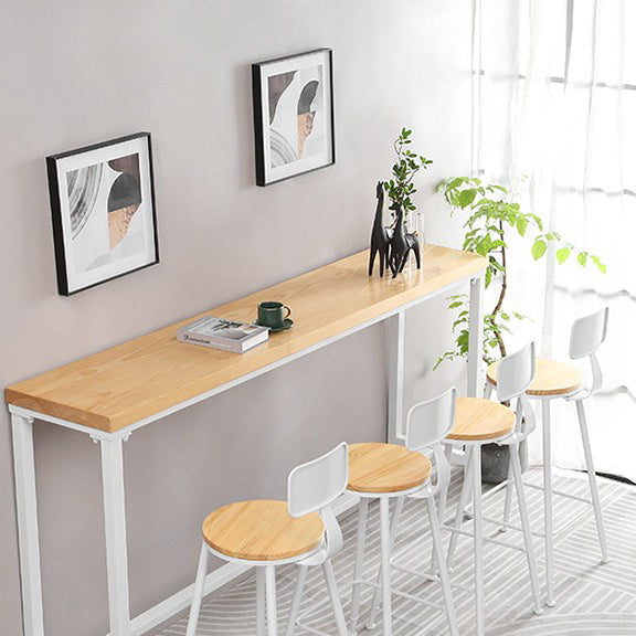 Contemporary Backless Counter Stool Pine Wood Armless Barstool with White Sled Base