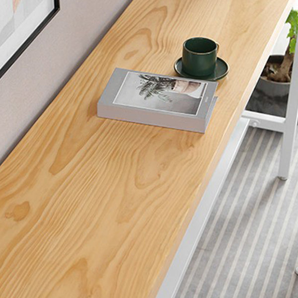 Contemporary Backless Counter Stool Pine Wood Armless Barstool with White Sled Base