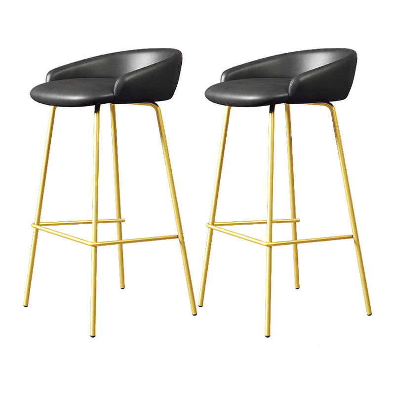 Faux Leather Bucket Seat Barstool Scandinavian Low Back Bar Stools