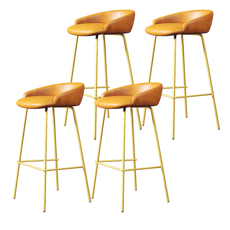 Faux Leather Bucket Seat Barstool Scandinavian Low Back Bar Stools