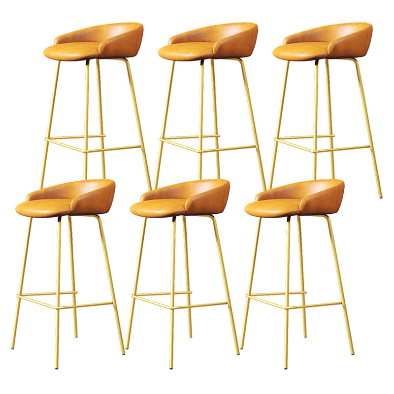 Faux Leather Bucket Seat Barstool Scandinavian Low Back Bar Stools