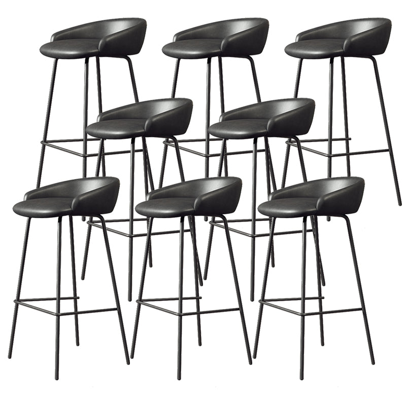 Faux Leather Bucket Seat Barstool Scandinavian Low Back Bar Stools