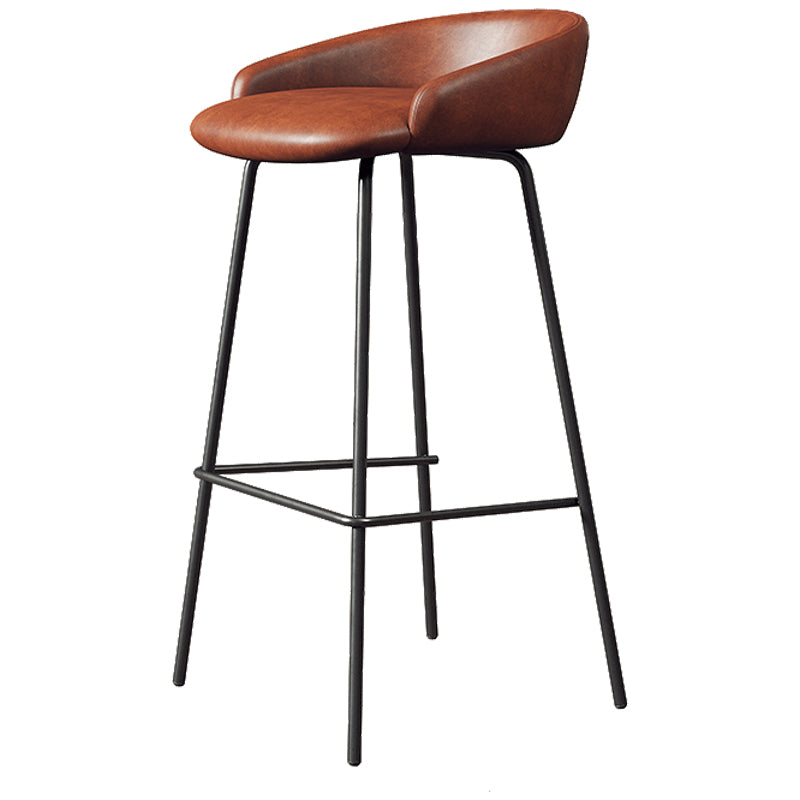 Faux Leather Bucket Seat Barstool Scandinavian Low Back Bar Stools