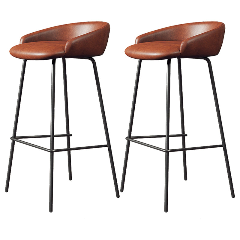 Faux Leather Bucket Seat Barstool Scandinavian Low Back Bar Stools
