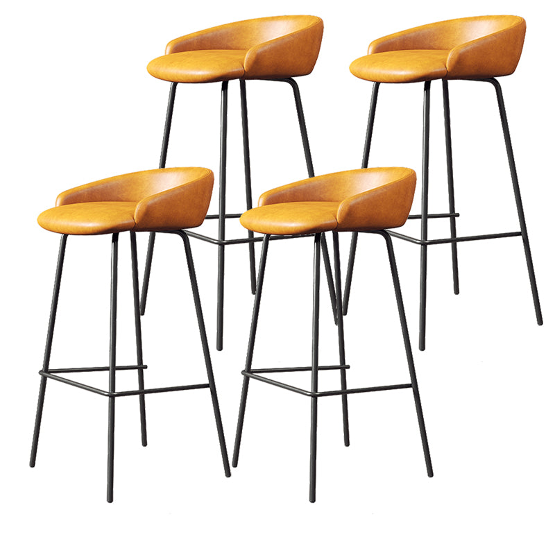 Faux Leather Bucket Seat Barstool Scandinavian Low Back Bar Stools