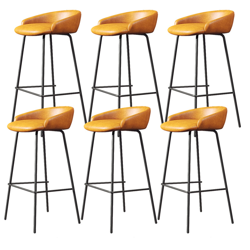 Faux Leather Bucket Seat Barstool Scandinavian Low Back Bar Stools