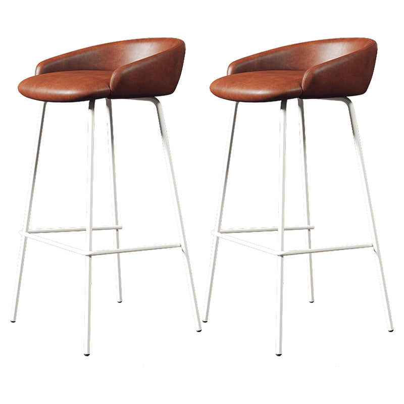 Faux Leather Bucket Seat Barstool Scandinavian Low Back Bar Stools