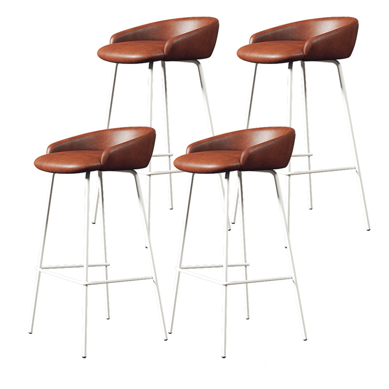 Faux Leather Bucket Seat Barstool Scandinavian Low Back Bar Stools