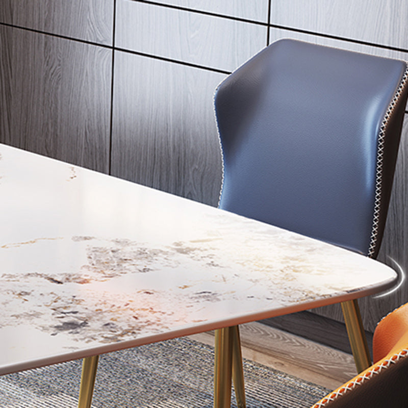 Glam Dining Set 1/2/5/7 Pcs Gold Sintered Stone Top Table with Wingback Side Chairs