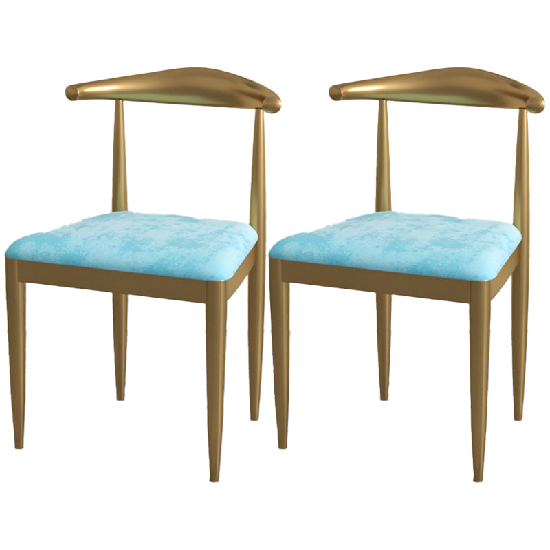 Contemporary Dining Set 1/2/5 Pcs Marble Dining Table with Cow Horn Chairs