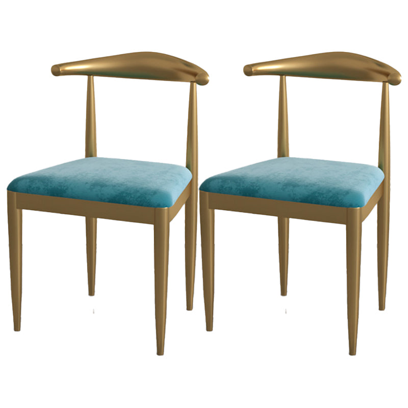 Contemporary Dining Set 1/2/5 Pcs Marble Dining Table with Cow Horn Chairs