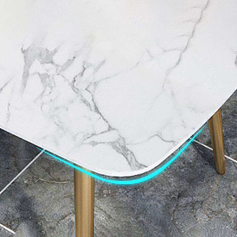 Contemporary Dining Set 1/2/5 Pcs Marble Dining Table with Cow Horn Chairs