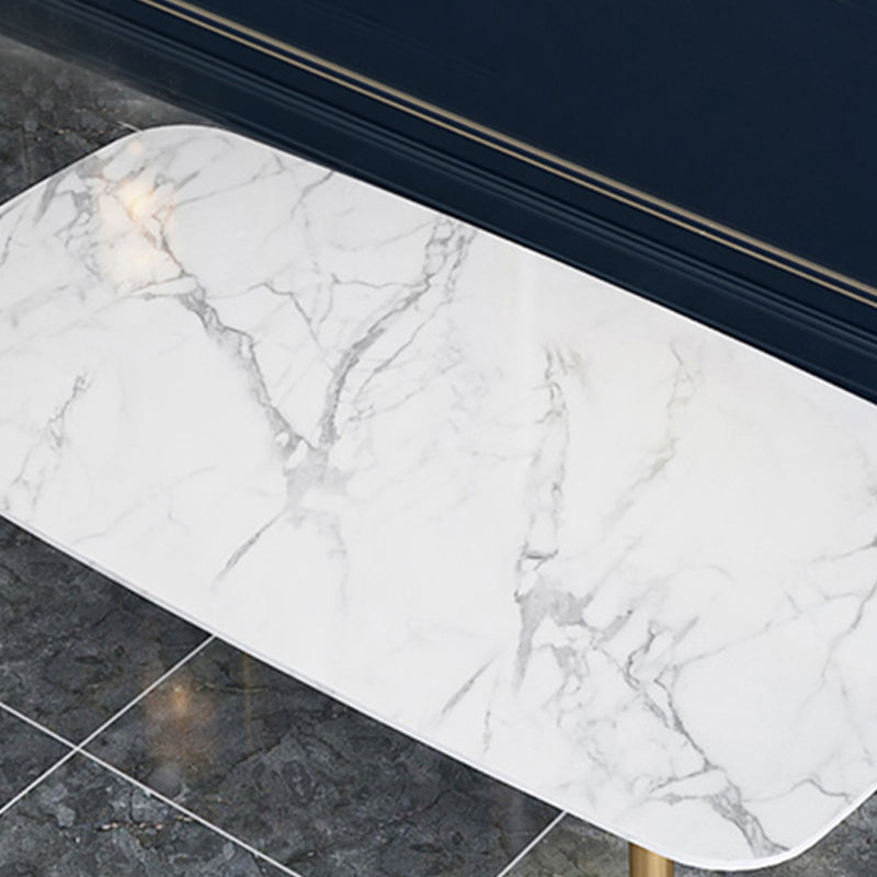 Contemporary Dining Set 1/2/5 Pcs Marble Dining Table with Cow Horn Chairs