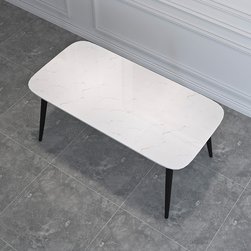 Contemporary Dining Set 1/2/5 Pcs Marble Dining Table with Cow Horn Chairs