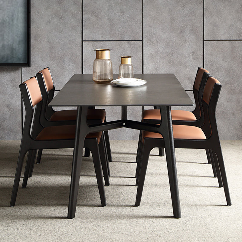 Modern Rectangle Dinette Set 1/4/5/7 Pieces Black Stone Top Indoor Dining Set