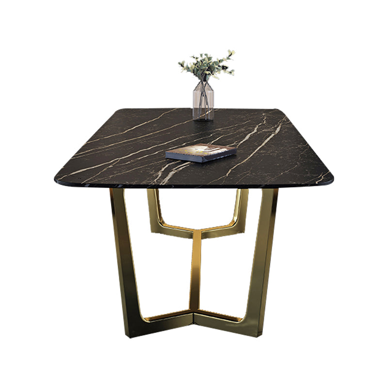 Glam Indoor Dining Table Set 1/4/5/7 Pieces Rectangle Trestle Dinette Set in Black