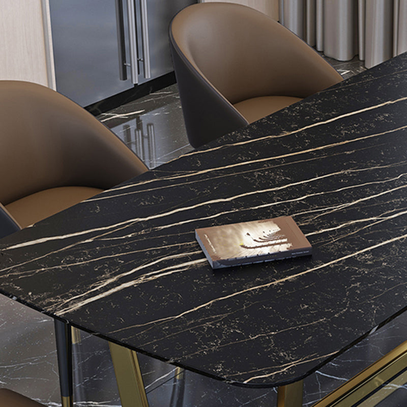 Glam Indoor Dining Table Set 1/4/5/7 Pieces Rectangle Trestle Dinette Set in Black