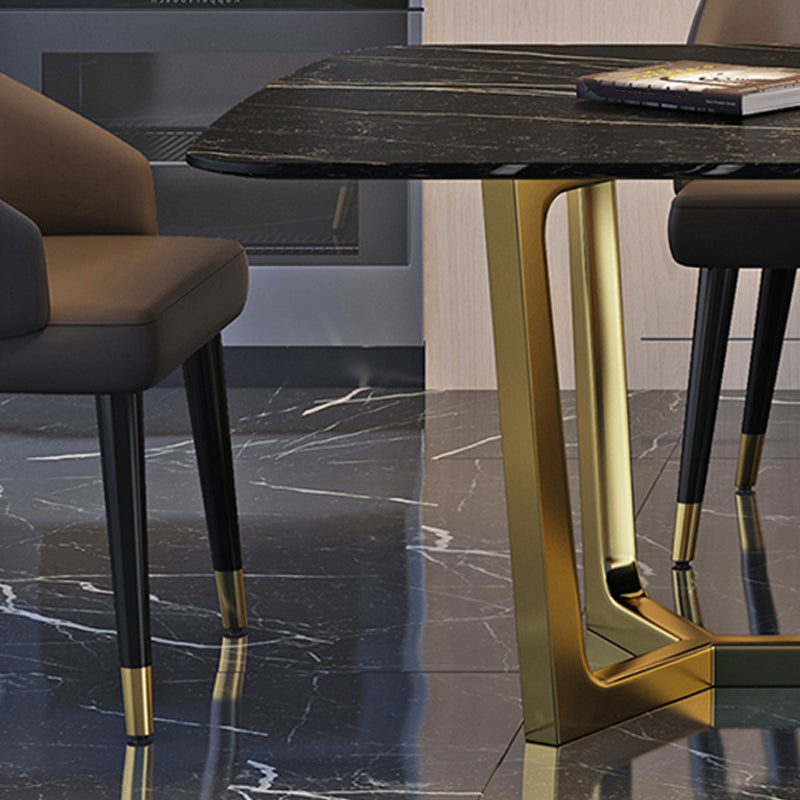 Glam Indoor Dining Table Set 1/4/5/7 Pieces Rectangle Trestle Dinette Set in Black