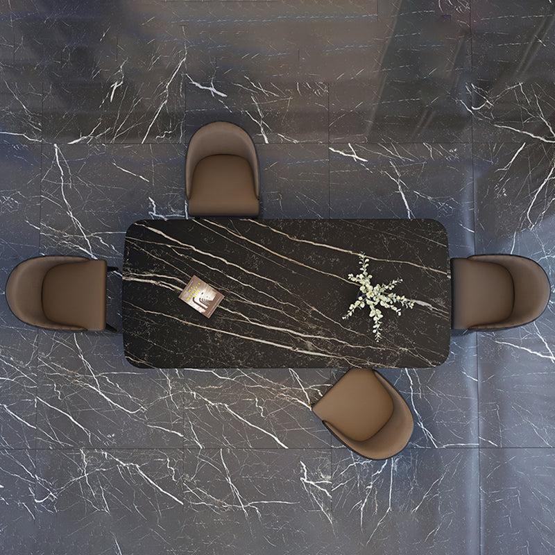 Glam Indoor Dining Table Set 1/4/5/7 Pieces Rectangle Trestle Dinette Set in Black