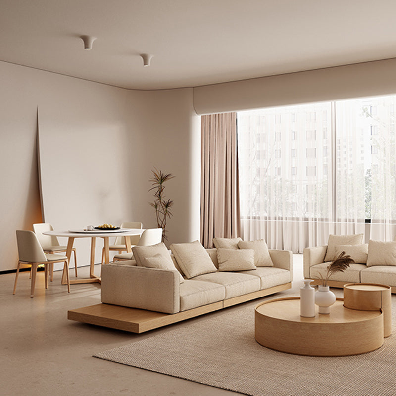 Contemporary Dining Set 1/2/5/7 Pcs Round Dining Table and Chairs with Solid Wood Frame