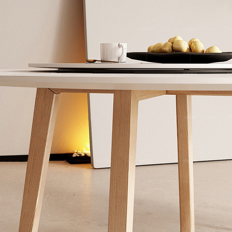 Contemporary Dining Set 1/2/5/7 Pcs Round Dining Table and Chairs with Solid Wood Frame