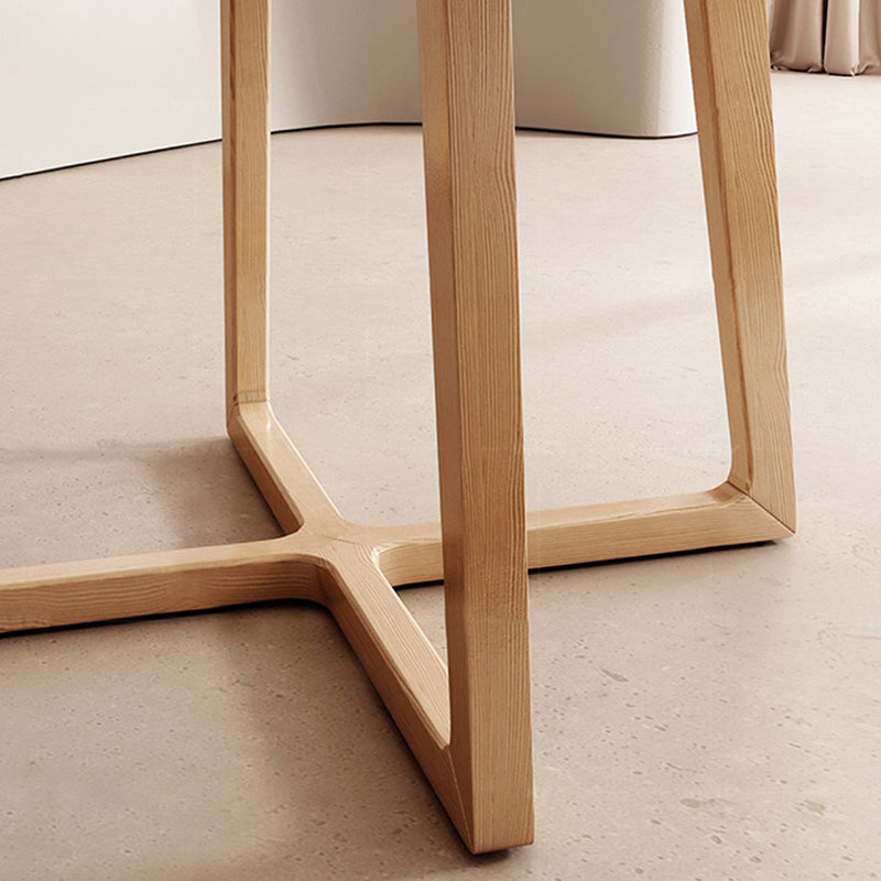 Contemporary Dining Set 1/2/5/7 Pcs Round Dining Table and Chairs with Solid Wood Frame