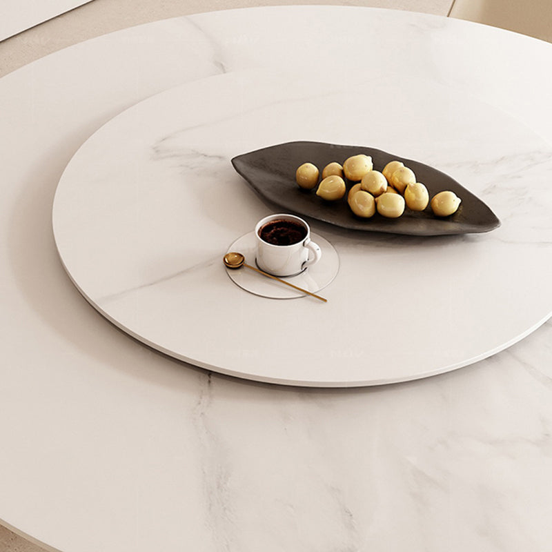 Contemporary Dining Set 1/2/5/7 Pcs Round Dining Table and Chairs with Solid Wood Frame