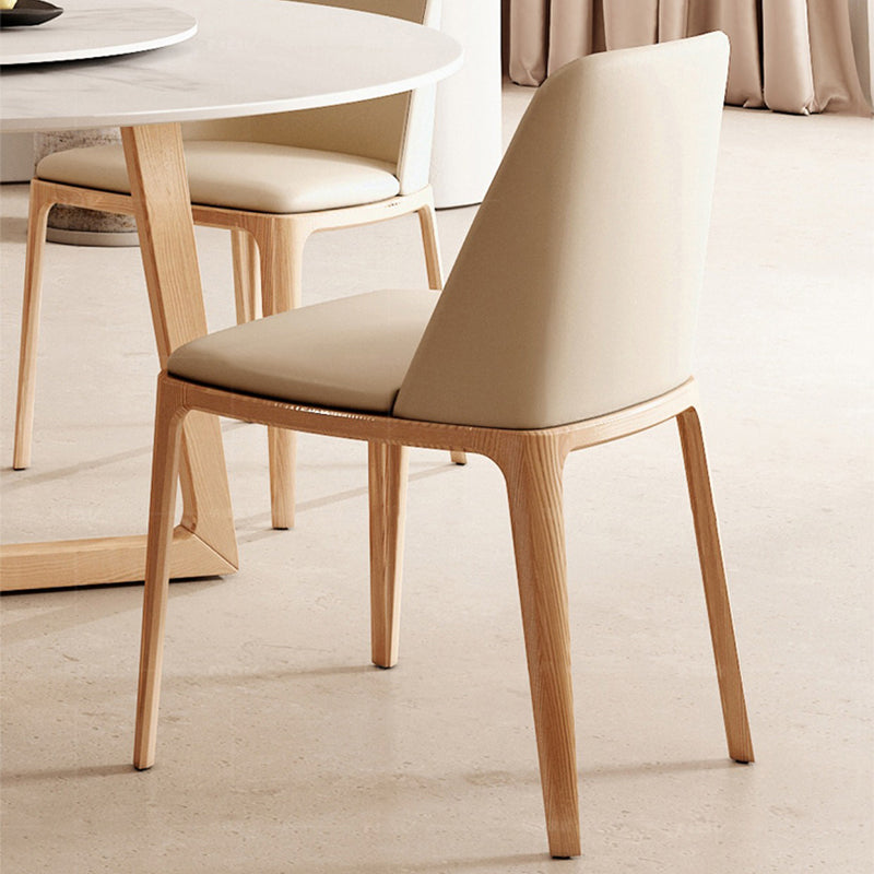 Contemporary Dining Set 1/2/5/7 Pcs Round Dining Table and Chairs with Solid Wood Frame