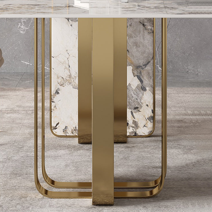 Glam Dining Table Set 1/2/3/5/7 Pcs Sintered Stone Dining Table with Upholstered Chairs