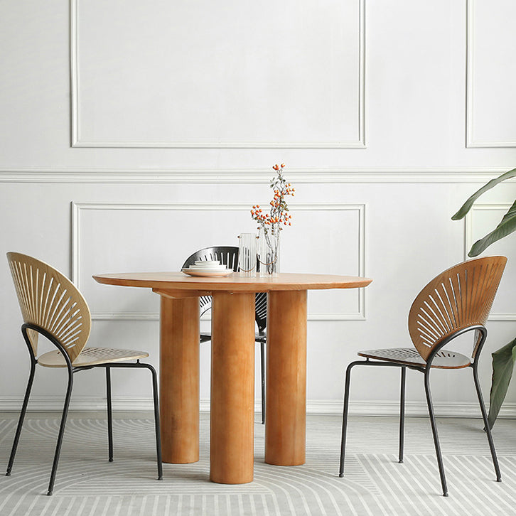 Solid Wood Dining Set 1/2/3/4 Pcs Round Dining Table with Windsor Chairs